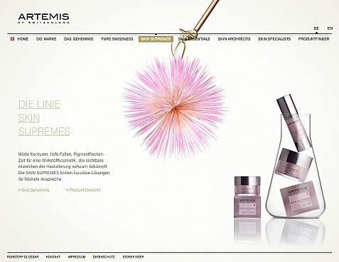 Artemis Skincare Flash-CMS Screenshot 2