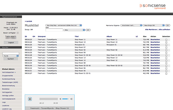 Sonic Sense PHP administration application Screenshot 2